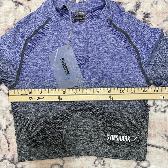 Gymshark Women's Ombré Seamless Crop Top Indigo/Black Size S - Picture 6 of 6